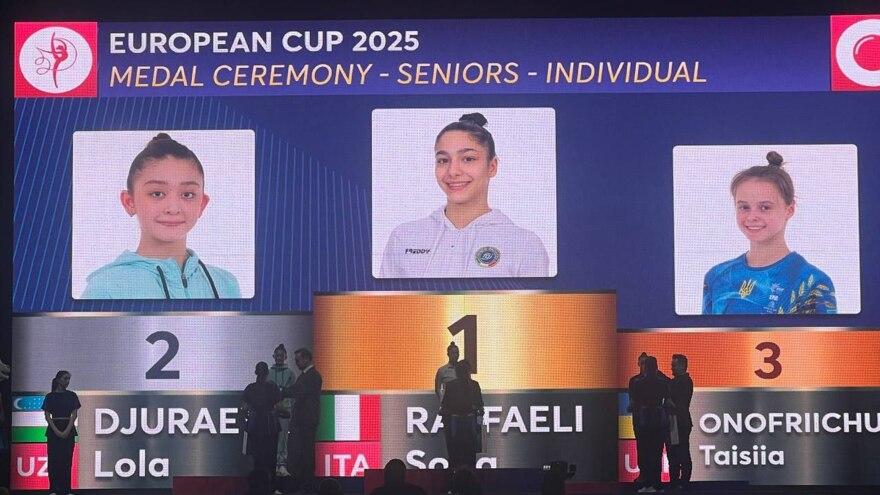 Badiiy gimnastika. Lola Jo'rayeva Bakuda kumush medalni qo'lga kiritdi