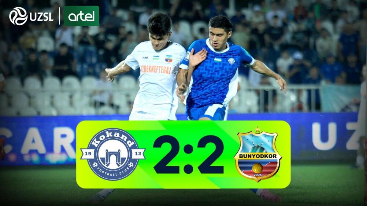 Superliga. «Qo‘qon-1912» — «Bunyodkor» 2:2 (video sharh)