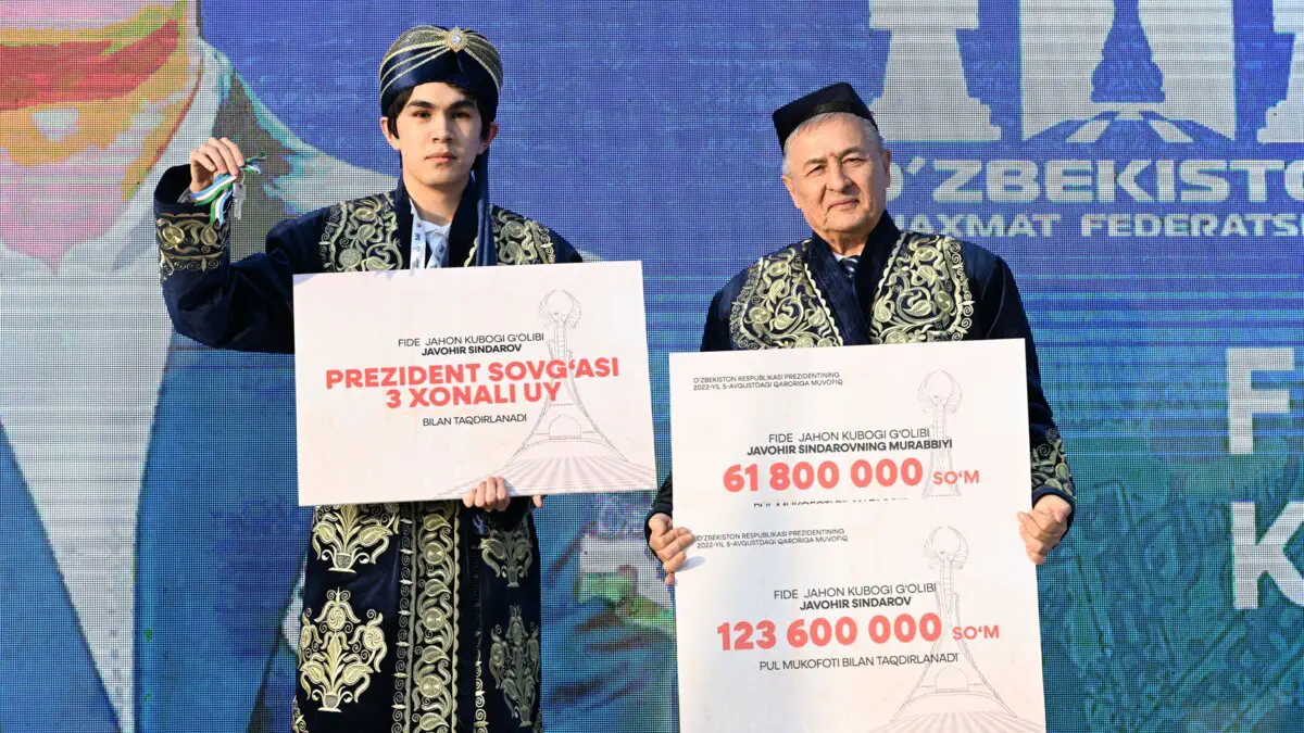 FIDE Jahon kubogining eng yosh chempioni Javohir Sindorov tantanali kutib olindi
