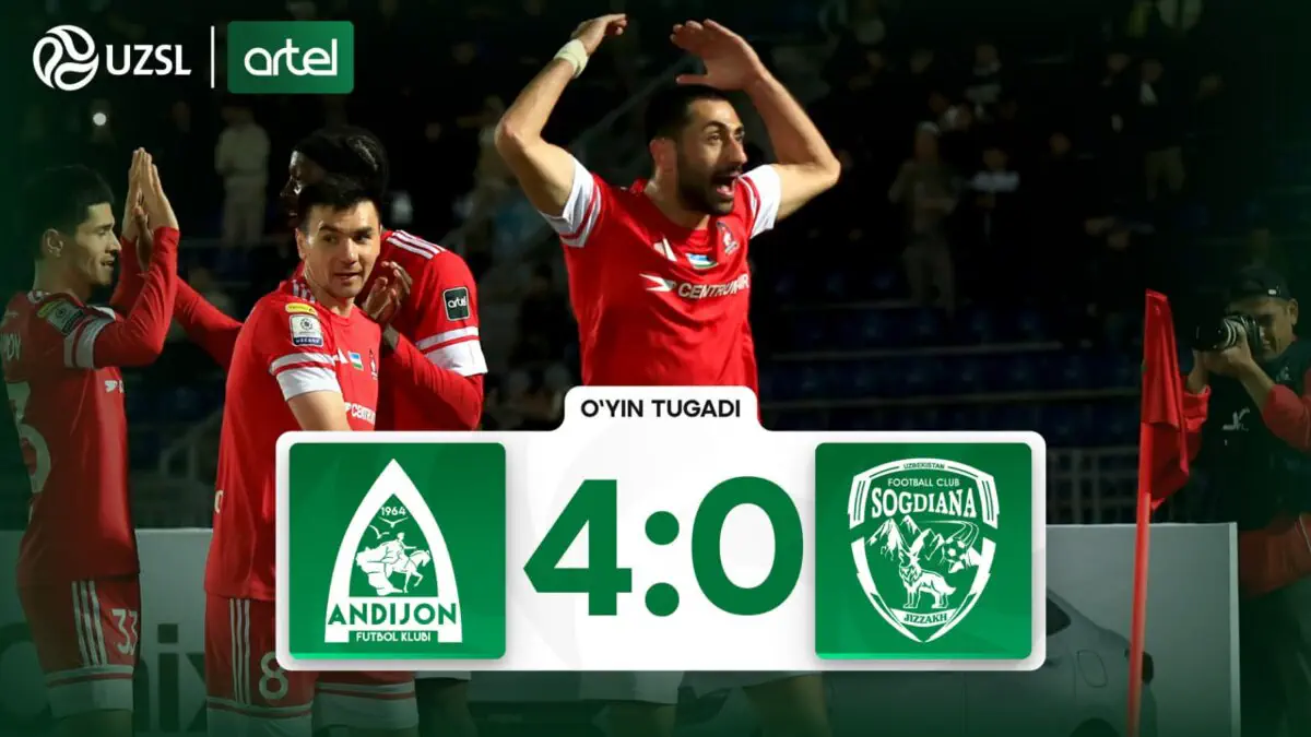 Superliga. Andijon ilk turda So'g'diyona darvozasini javobsiz 4 marta ishg'ol qildi