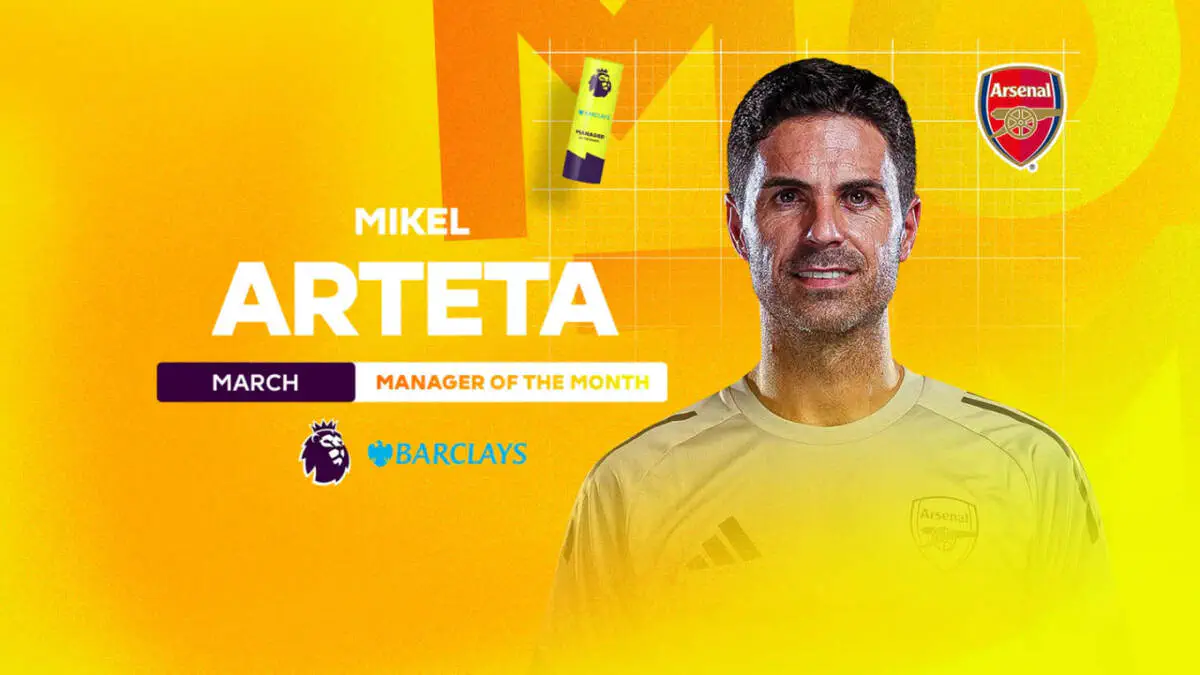 Arteta mart oyida APLning eng yaxshi murabbiyi deb topildi