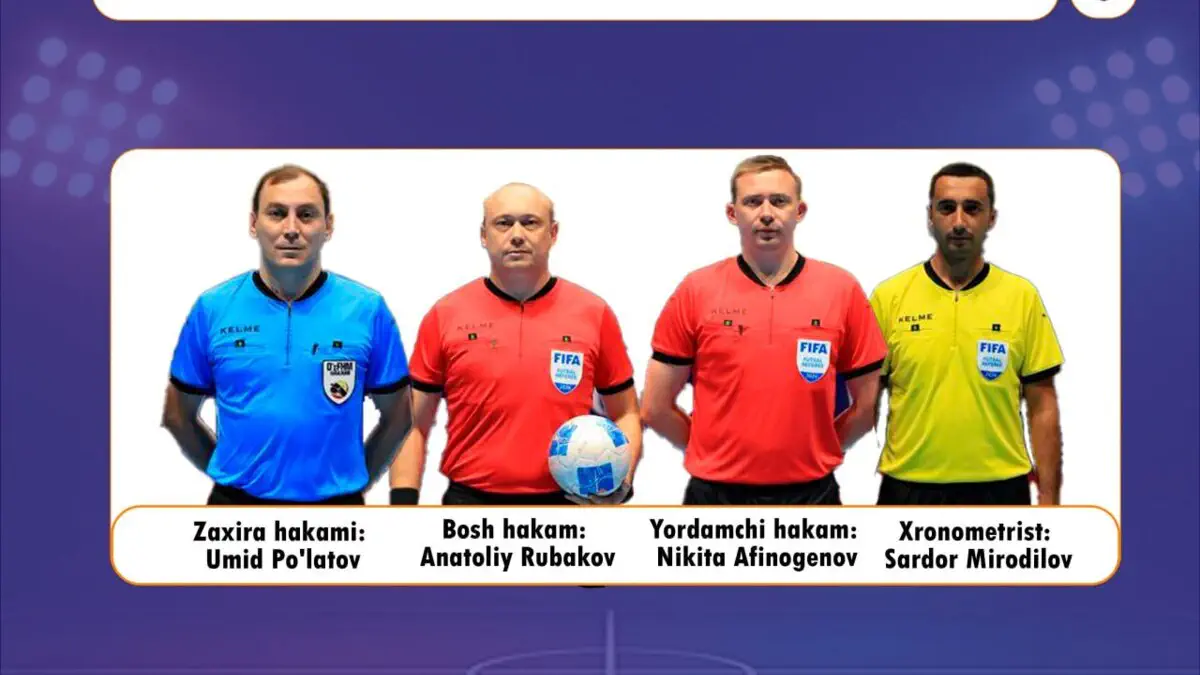 Futzal. Final uchrashuvini boshqarib boradigan hakamlar ma`lum